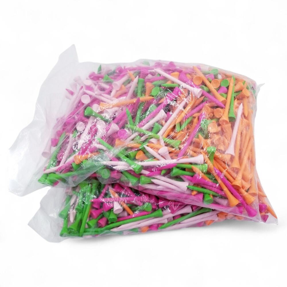 Premium Golf Tees by JP Lann NEON Orange Pink Green in Package